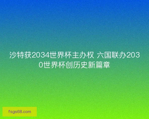 沙特获2034世界杯主办权 六国联办2030世界杯创历史新篇章