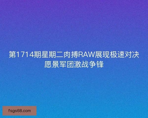 第1714期星期二肉搏RAW展现极速对决愿景军团激战争锋 第1714期星期二肉搏RAW展现极速对决愿景军团激战争锋